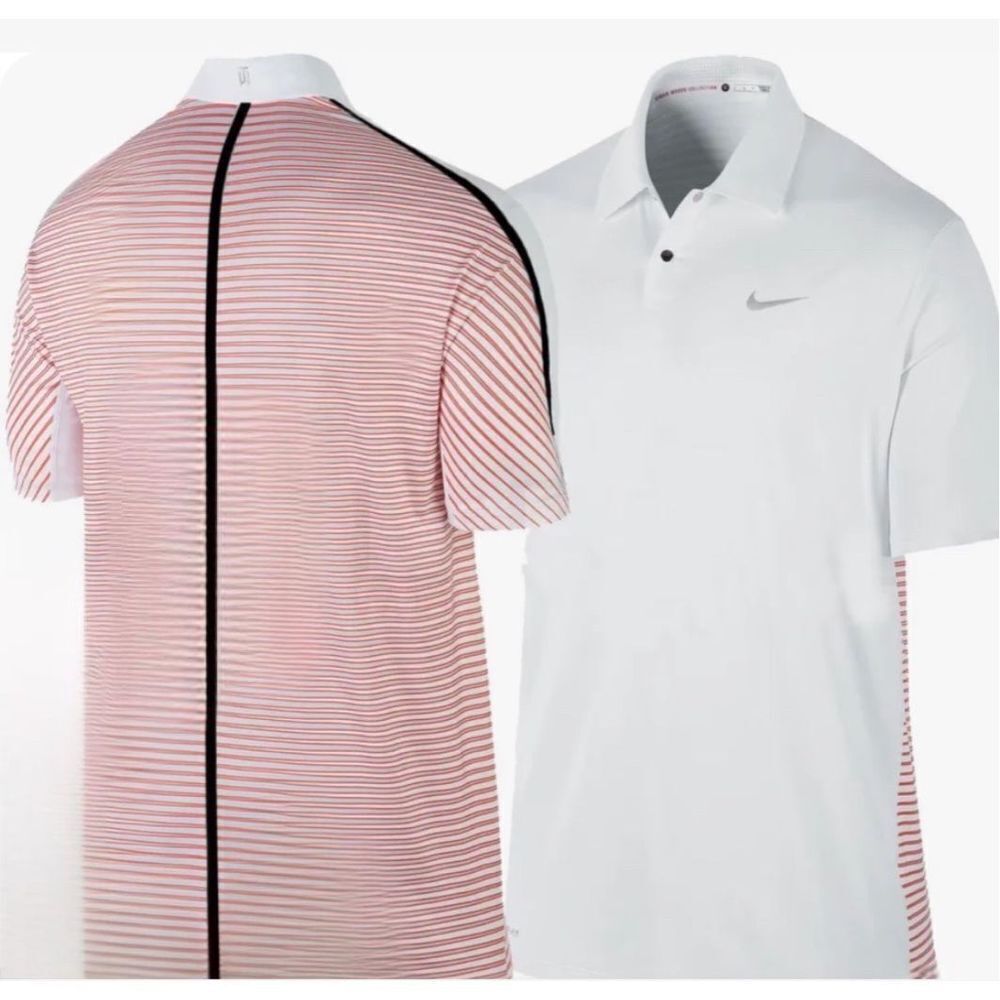 Nike Men's RARE Dri-FIT Tiger Woods   Collection Engineered Stripe Polo Shirt L